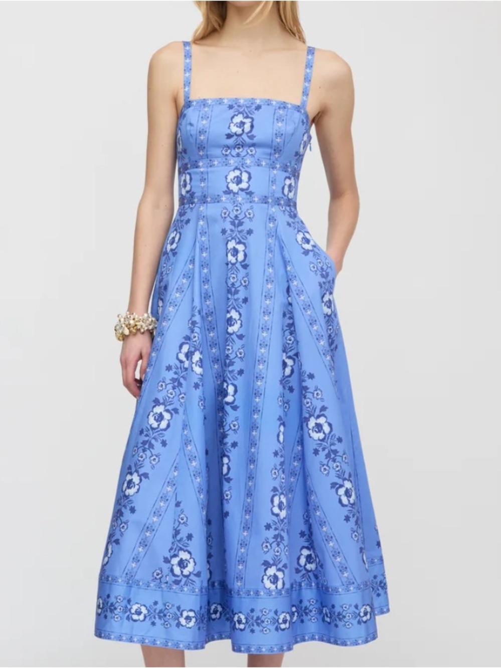 Hill House Margot Midi Dress in blue arcadia floral